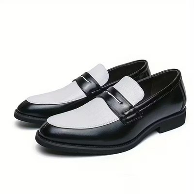 Men's Slip-On Leather Loafers with Rubber Sole - Thick Cushioned Insole size 11