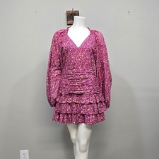 LoveShackFancy Mini Dress 4 Ditsy Floral Ruched Ruffle Coquette Cottagecore Boho