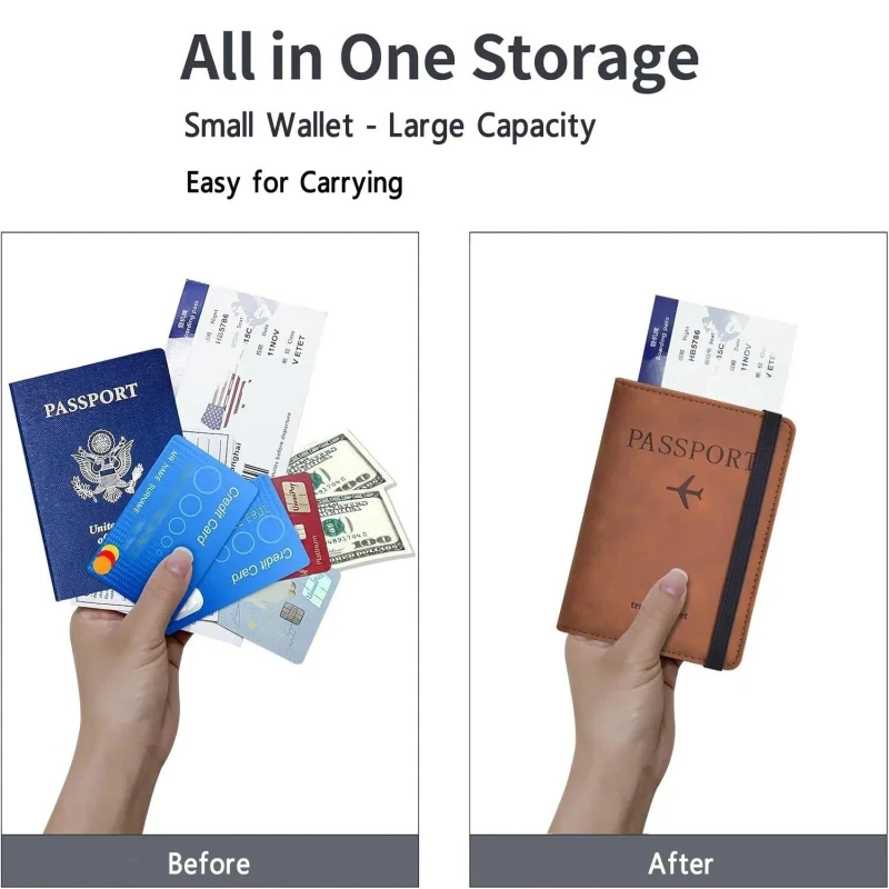 RFID Passport Holder Travel Wallet Passport Organiser Cards PU Leather Cover - Image 4 of 4