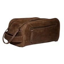 Premium Buffalo Leather Unisex Toiletry Bag/Leather Travel Dopp Kit