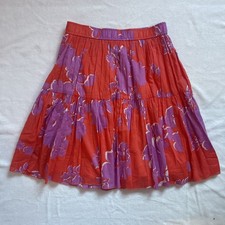 Old Navy Womens Orange Purple Tiered Pleated Cotton Skirt M Colorful Tropical