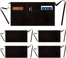 2 Pack Server Apron, Black Waitress Apron with 3 Pockets, Waiter Short Half Wais