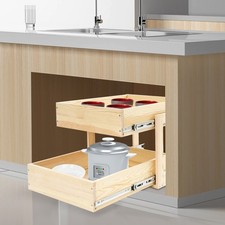 Kitchen Pull-out Cabinet Organizer, Modern Wooden Cabinet Organizer with Drawers
