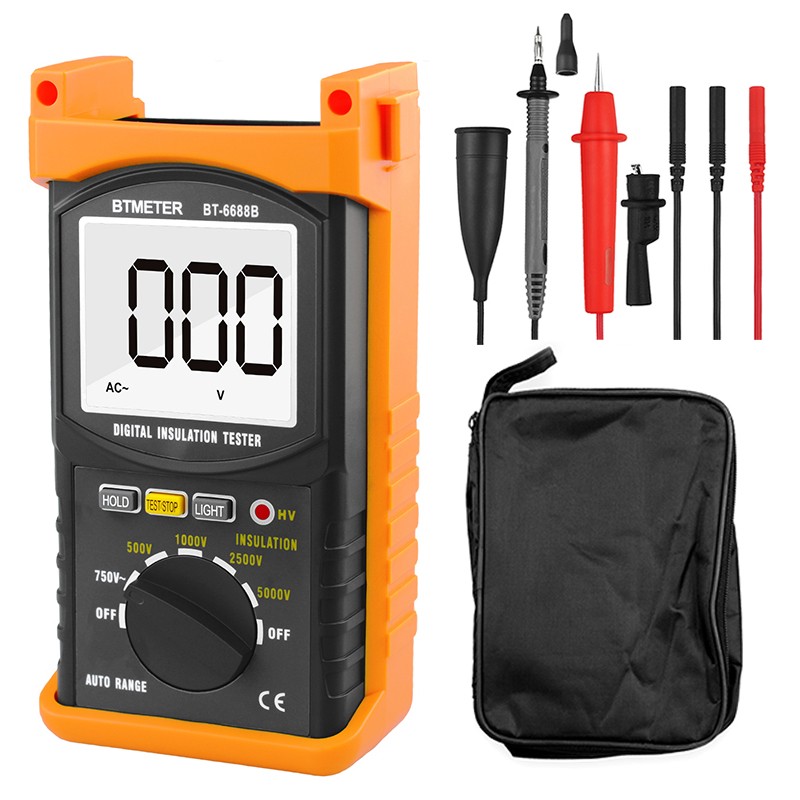 Digital Insulation Resistance Tester Megohmmeter 5000V 200GΩ with Test Leads Kit