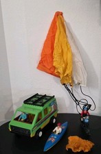 Vtg Fisher-Price Adventure People Lot: Wilderness Patrol Van, Cycle & Parachute 