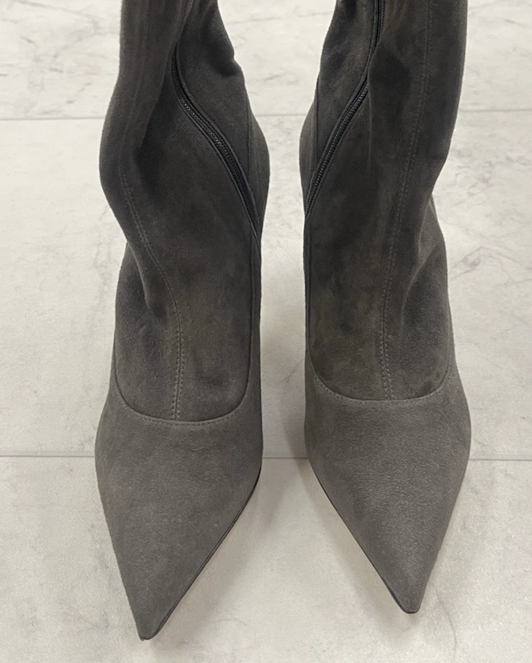 NUEVO EN CAJA Botas de Gamuza Sergio Rossi Matrix Elastizadas Sobre la Rodilla en Gris Talla:37 (US 7) Foto 4 de 4