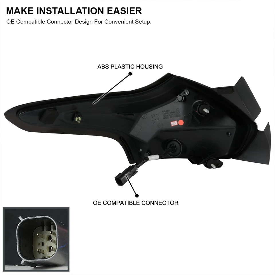 Black Fits 2015-2018 Ford Focus 5Dr Hatchback LED Tail Lights Brake Lamps 15-18 Foto 4 de 4