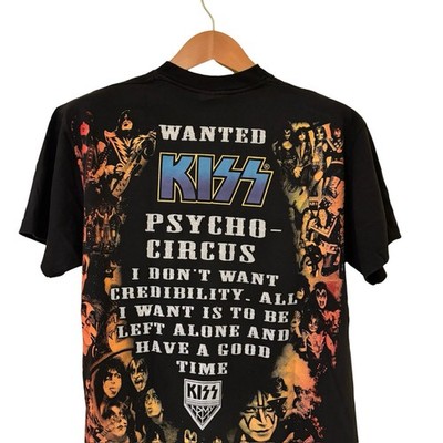 Rare Vintage 90s KISS Psycho Circus Clown Wanted World Tour Shirt