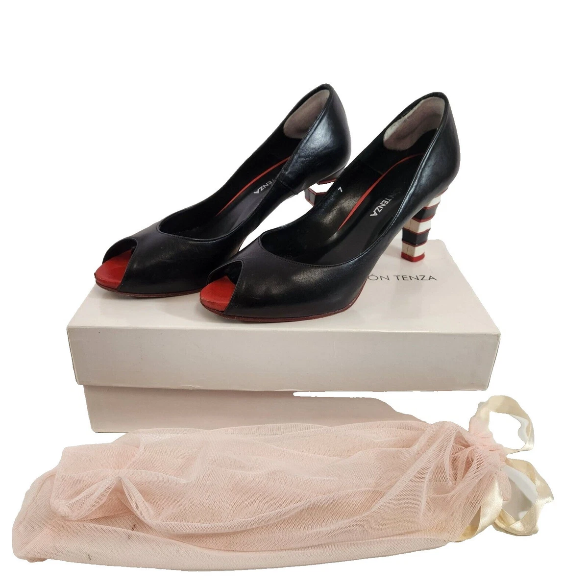 Escarpins Ramon Tenza Talon Kitten Heel - Rouge Fraise - Pointure 41 - Neufs Avec 2 Strass Manquants