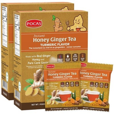 Honey Ginger Instant Tea Powder, Turmeric Flavor 2-Pack, Ginger Extract & Real H
