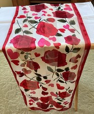 Vintage Long Fashion Head Or Neck Scarf Red White Valentines Day Hearts