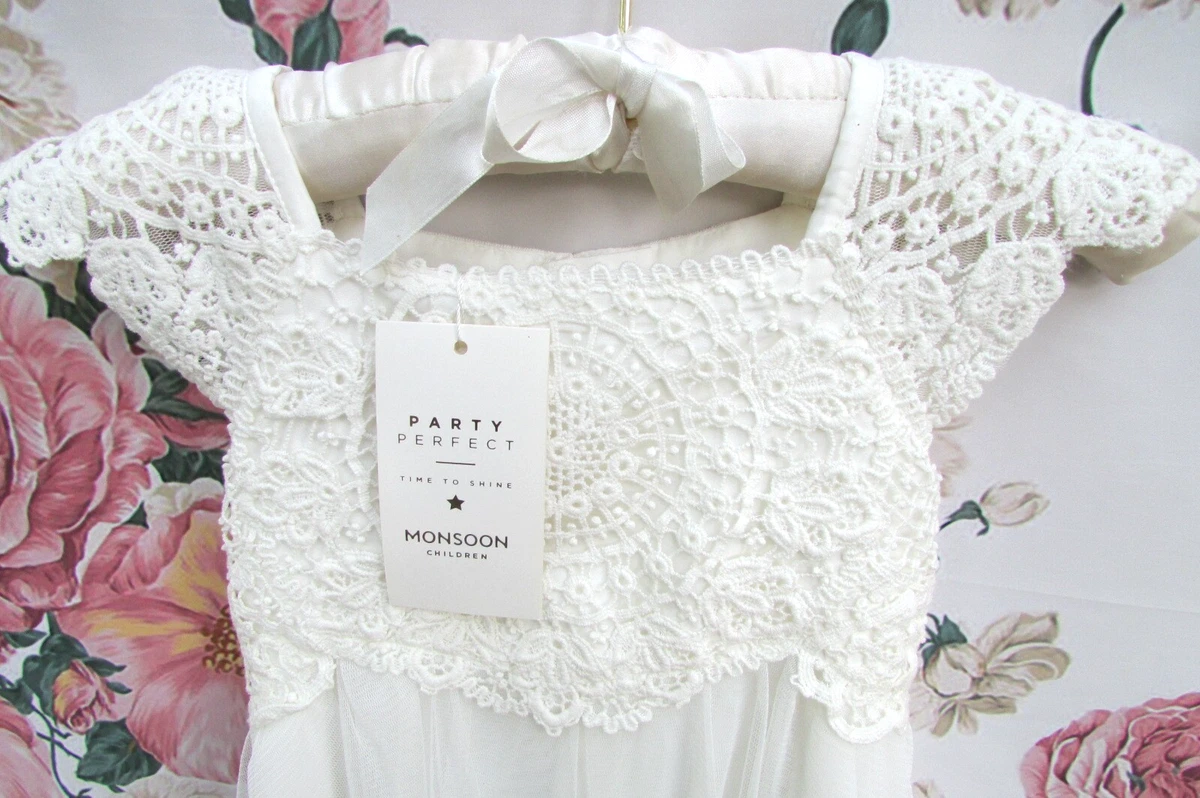 Estella Dress Monsoon Girls Dresses Uk Monsoon Girls Estella Dress Ivory  Littlewoods