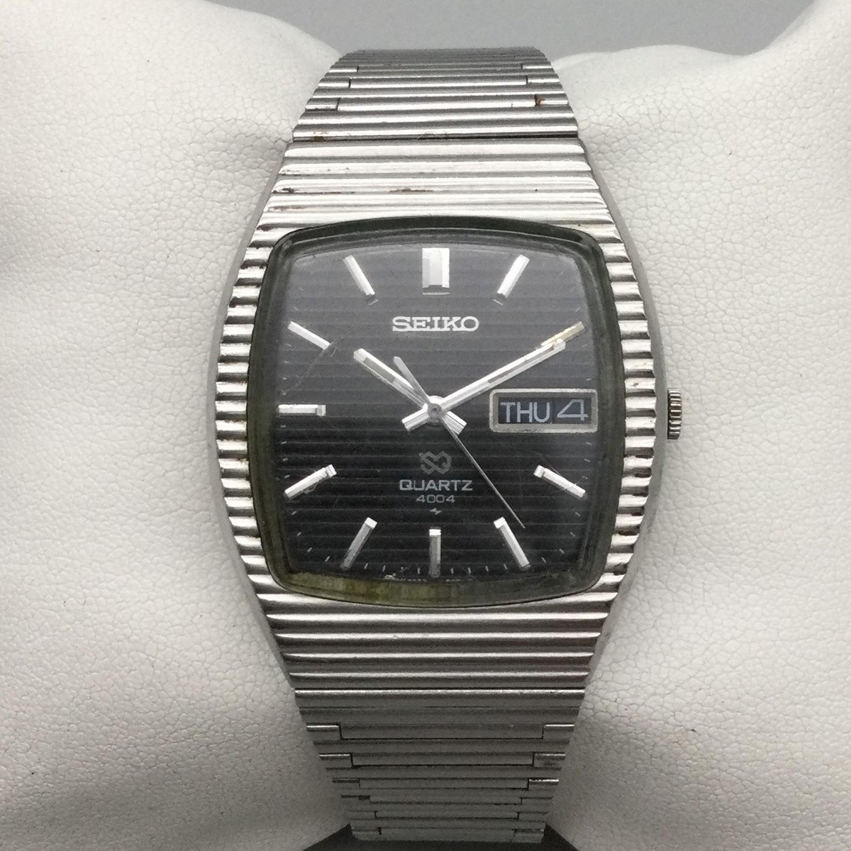 Vintage Seiko Mens Watch 34mm Black Dial Day Date 4633-5009 New