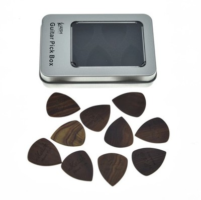 KAISH Wood Guitar Picks Wooden Plectrums Guitar Pick Storage Box Picks Container