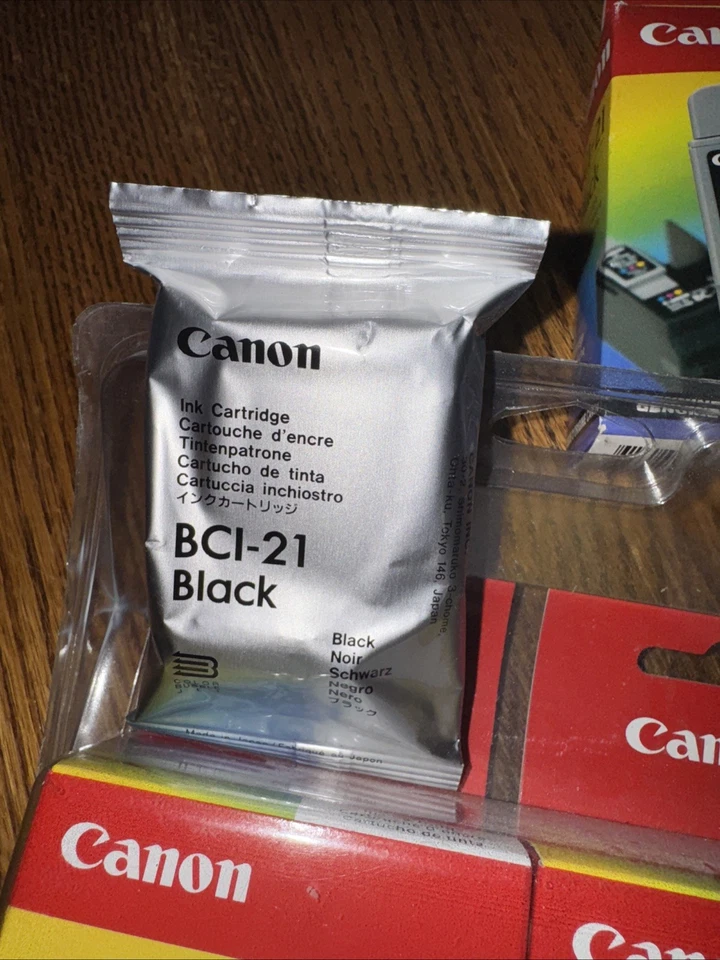 Lote genuino de 6 cartuchos de tinta nuevos Canon BCI-21 negro (4) y (2) color Foto 2 de 4