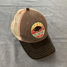 Yellowstone National Park Men's Bison Patch Logo Trucker Hat Cap Charcoal/Black