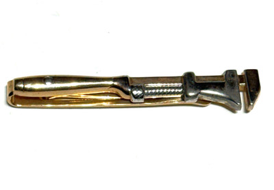 Pipe Monkey Wrench Vintage SWANK LARGE Tie Bar Clip steamfitter plumber tools