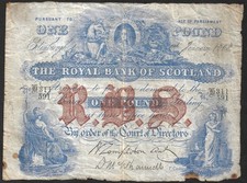 Scotland - Royal Bank of Scotland - 1 pound 1908 - Pick 316c - in USED condition