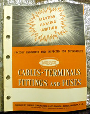 Original 1940 Chrysler Mopar Catalog Brochure Cables Terminals Fittings Fuses
