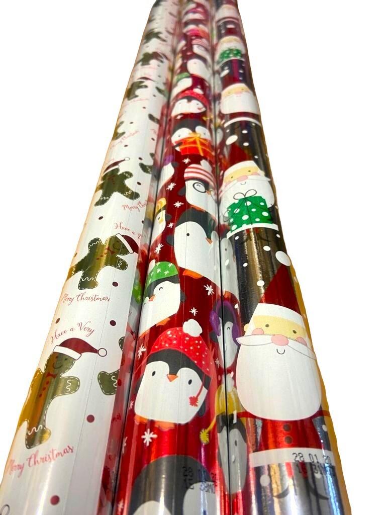 3XMetallic Cute GingerbreadMan Penguin & Santa Claus 2M Christmas