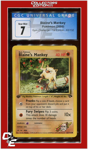 Blaine's Mankey (1st Edition) graded CGC 7 for sale on eBay