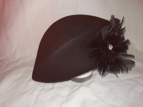 CAPPELLO DONNA BORSALINO ORIGINALE NERO 55 FELTRO LANA BASCO ALESSANDRIA  PIUME | eBay