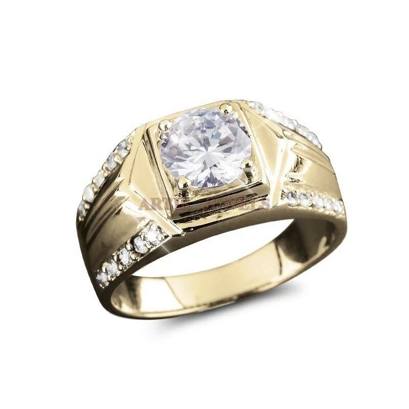 2,00 Ct. Moissanit Mit 14K Vergoldetem 925 Sterlingsilber Herrenring #4 - Bild 3 von 3