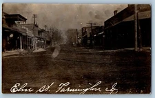 Farmington Iowa Postcard RPPC Photo Elm Street Dirt Road c1910's Antique