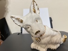 Vintage Scottish Terrier Retro Scottie Dog Planter Ceramic Gold Trim MCM