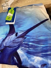 New Guy Harvey Mens Sun Performance Long Sleeve Shirt Fish Blue Marlin Small S