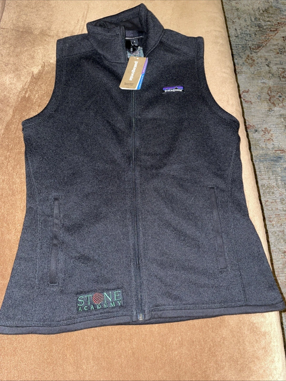 Patagonia Better Sweater Vest Mens Small Full Zip Gray Embroidery Stone Academy