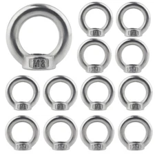 12Pcs 304 Stainless Steel M8 Thread Dia Ring Shape Eyed Bolt Lifting Eye Nut