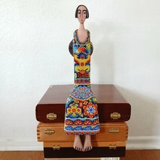 Huichol Beaded Angel Shelf Sitter Hilario Jiminez Lopez Mexican Folk Art
