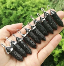 10pcs Natural Volcano  Lava Stone Pendants Gemstone Natural Crystal Chakra bead