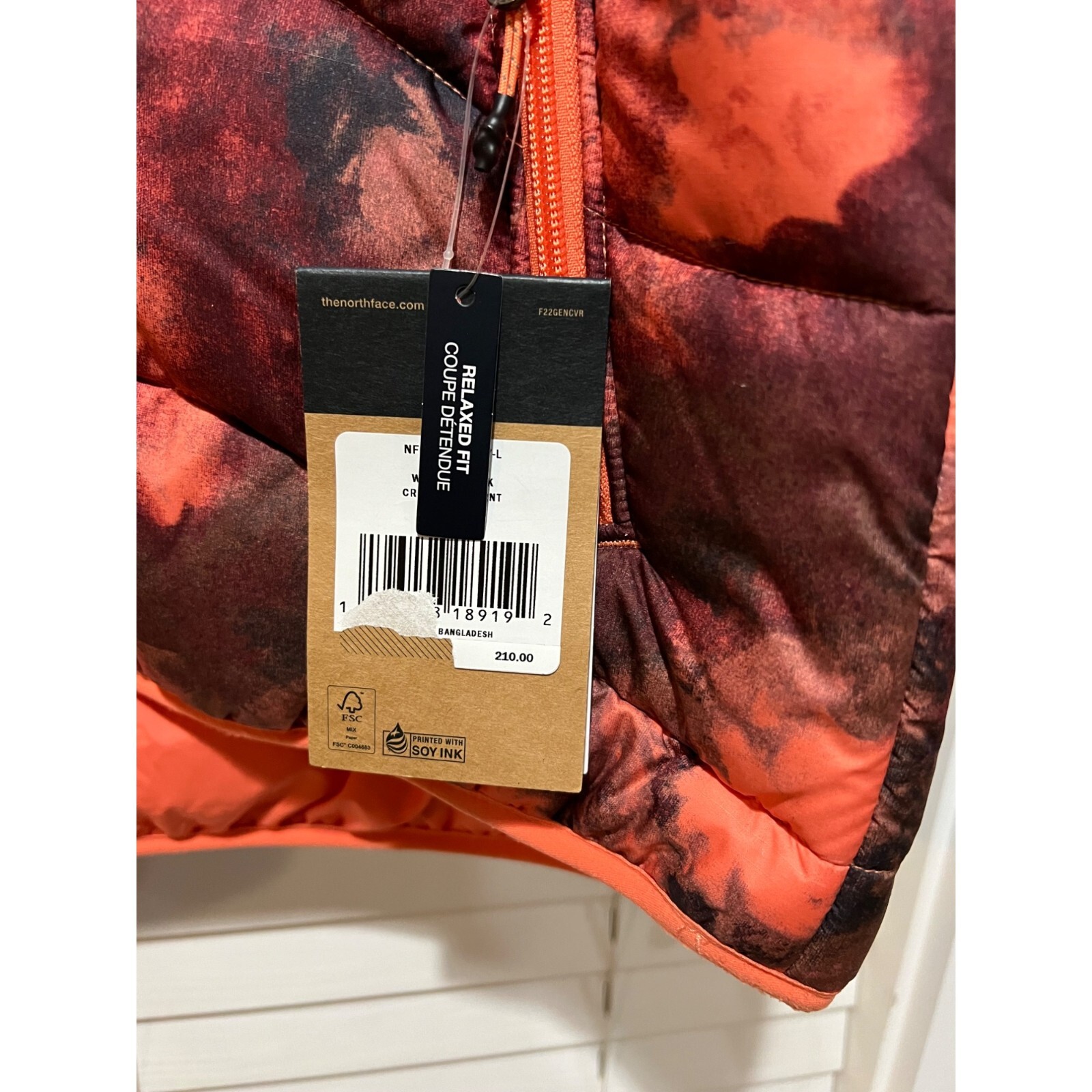 The North Face Womens Printed Hydrenalite Down Puffer Jacket Orange Tie Dye L image 4