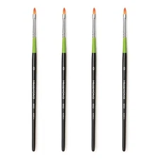 Hwahong 982 #0 x 4 Piece Set Flat Concealer Brush Set Professional Makeup Brush