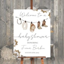 Personalized Baby Shower Welcome Sign Cowboy Baby Shower Sign Western BabyShower