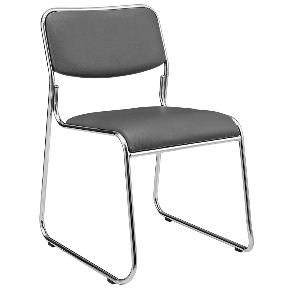 [pro.tec]Set de 4 sillas de oficina visita para conferencias piel sintética gris - Imagen 2 de 4