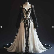 Vintage Gothic Black Wedding Dresses with Beaded Crystals Sweetheart Bridal Gown