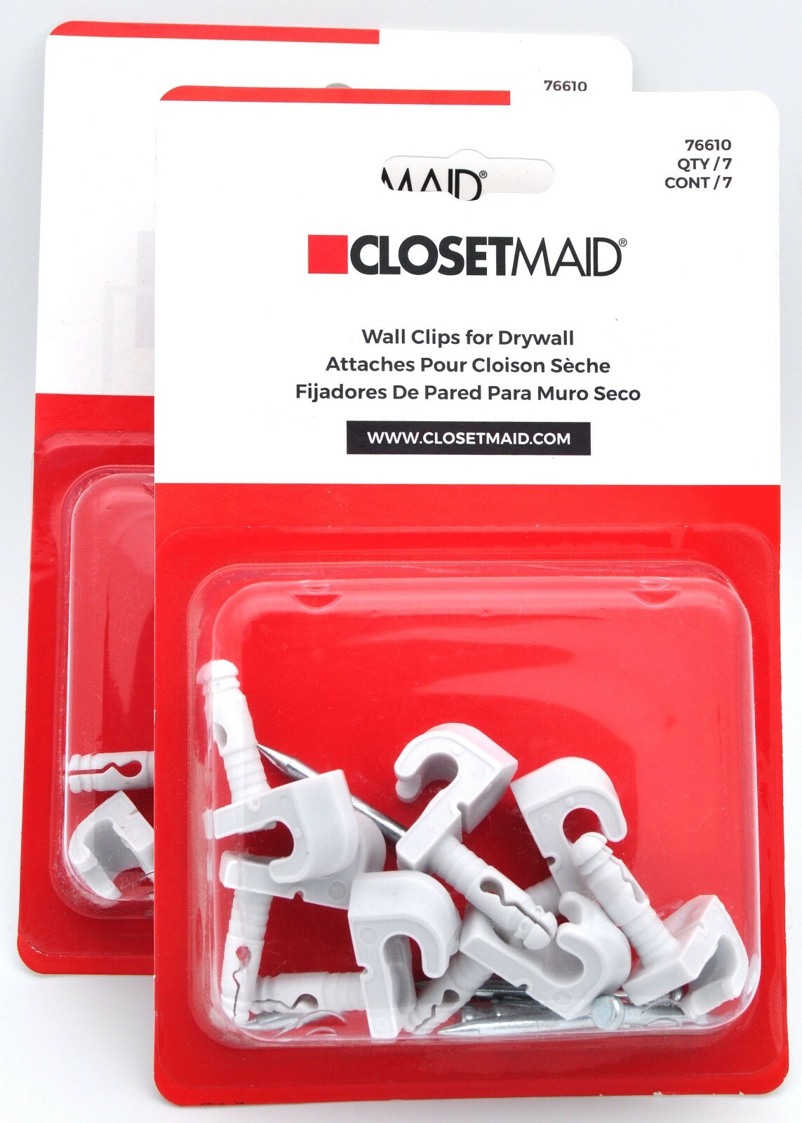 2X CLOSETMAID 76610 Wall Clips for Drywall QTY/7 White 75381066105 eBay
