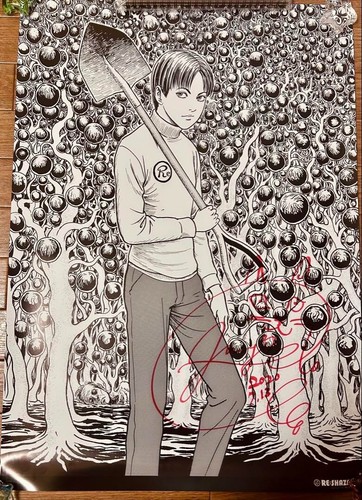 2020 Junji Ito Signed Oshikiri Idan Horror Poster Autographed Junji Ito Tomie