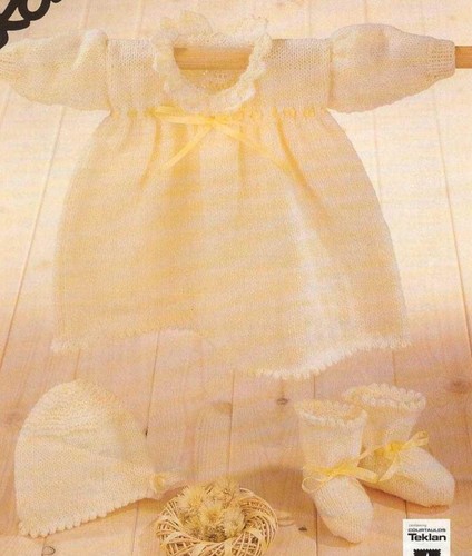 Strickanleitung Kopie 2152.  Baby Kleid Haube Stiefel.  16-22" Brustumfang.  DK