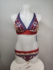 NWT Cupshe Womens Two Piece Swimsuit Size S Multicolor W/geometric Pattern.