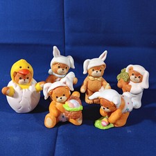 LOT OF 6 VINTAGE ENESCO LUCY RIGG LUCY  ME EASTER BEARS - EXCELLENT