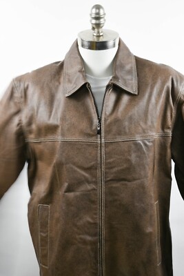 Rizzoli Italy Men's Vintage Fine Genuine Leather Zip Jacket Brown
