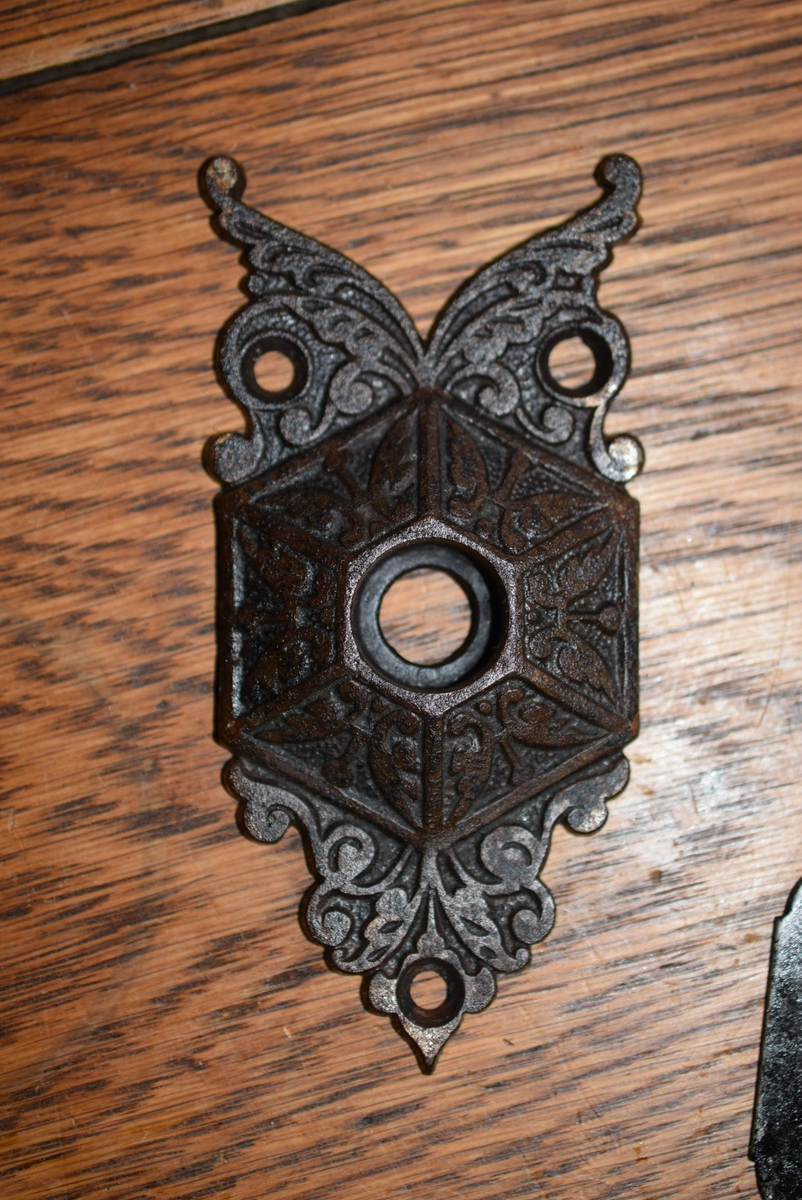 Antique Victorian Corbin Mortise Lock Set Cast Iron Knobs