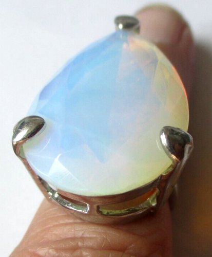 bague taille 52 couleur argent cœur résine à facettes rose orange bijou