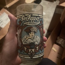 Vintage Dr Pepper King Of Beverages Stain Glass Style Advertising Glass Tumbler