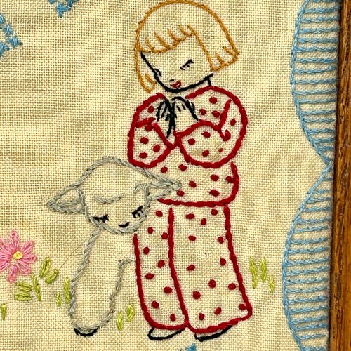 Vintage 1944 Kindergebet Stickerei Kinderzimmer Muster 17" x 20" - Bild 3 von 16