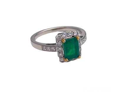 Natürlicher zertifizierter Smaragd Diamant Ring 1,75cttw neongrün 14K Weißgold NEU 7